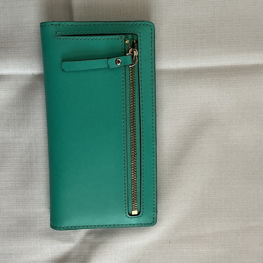 Kate Spade teal Leather Charlotte Terrace, Stacy Slim wallet EUC. - Picture 3 of 6